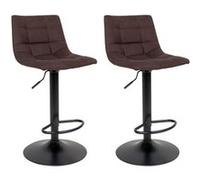 MAGNUS - Lot de 2 Tabourets Acier et Tissu Marron Foncé - Altobuy Marron G