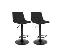 Lot de 2 Tabourets Acier et Tissu Noir - MAGNUS -