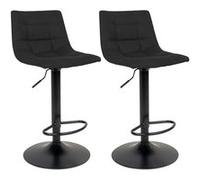 MAGNUS - Lot de 2 Tabourets Acier et Tissu Noir - Altobuy Noir G