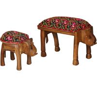 lot de 2 tabourets Adisbo 70 cm - banc & tabouret éléphant en bois multicolore