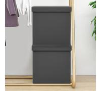 Lot de 2 tabourets avec espace de rangement - Gris - En PVC - Pliable - Rembourré - Peu encombrant - Portable - Pour cuisine, balcon, jardin - Avec coussin d'assise en mousse et partie supérieure