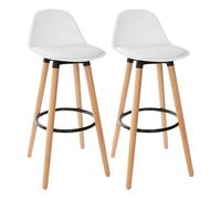 Lot de 2 tabourets bar déco style scandinave "Maxon" Atmosphera (2, Blanc)