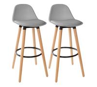 Lot de 2 tabourets bar déco style scandinave ""Maxon"" Atmosphera - Gris