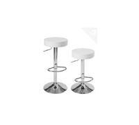 Lot de 2 tabourets bar rond réglable en hauteur et pivotant - yo (blanc)