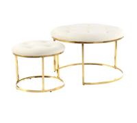 Lot de 2 Tabourets "Becky" 60cm Beige & Or