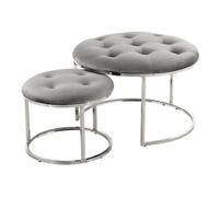 Lot de 2 Tabourets "Becky" 60cm Gris & Argent