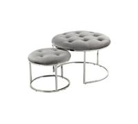 Lot de 2 Tabourets "Becky" 60cm Gris & Argent