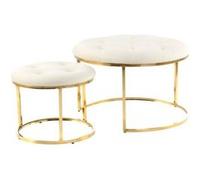Lot de 2 Tabourets "Becky" 60cm Ivoire & Or Beige G
