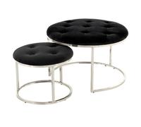 Lot de 2 Tabourets "Becky" 60cm Noir & Argent