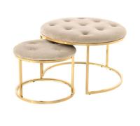 Lot de 2 Tabourets "Becky" 60cm Taupe & Or