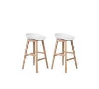 Lot de 2 tabourets contemporains en bois blanc - BELIANI MICCO