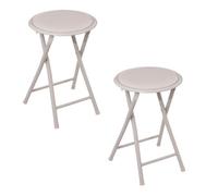 Lot de 2 tabourets d'appoint pliables en PVC - Beige