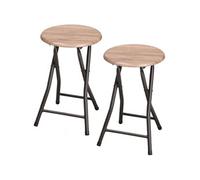 Toilinux - Lot de 2 Tabourets d'appoint pliables industriel Dock - Noir - Dock Noir