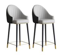 Lot de 2 tabourets de bar à hauteur de comptoir pivotant à 360° en cuir synthétique avec dossier et pieds en acier, repose-pieds pour bar ou îlot de cuisine