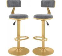 Lot de 2 tabourets de bar à hauteur de table, chaises de bar pivotantes à 360° avec dossier bas, élévateur à gaz et repose-pieds, hauteur réglable pour comptoir ou salle à manger de bistrot