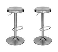 Lot de 2 Tabourets de Bar Ajustables "Ilsa" 75cm Argent