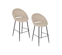 Atmosphera - Lot de 2 tabourets de bar AMAGO - Beige - Amago Beige