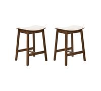 Lot de 2 tabourets de bar DIXON Bois Blanc cassé/ Marron foncé