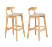 Lot de 2 tabourets de Bar avec Dossier en Bois Massif, Chaise de Salle à Manger de Cuisine pour comptoir de Petit-déjeuner, Meubles de Maison, A, Hauteur d'assise 65 cm