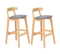 Lot de 2 tabourets de Bar avec Dossier en Bois Massif, Chaise de Salle à Manger de Cuisine pour comptoir de Petit-déjeuner, Meubles de Maison, B, Hauteur d'assise 65 cm