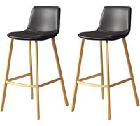 Lot de 2 tabourets de bar avec dossier et repose-pieds, chaises en cuir synthétique avec pieds en métal doré, capacité de charge de 136 kg