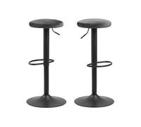 Toilinux - Lot de 2 Tabourets de bar avec repose pieds et hauteur réglable en tissu et métal - Gris et Noir - Finch