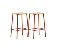 AltoBuy Lot de 2 tabourets de Bar H65cm en Bois Naturel Pied en métal Brique - Bahia