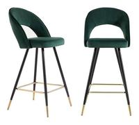 Lot de 2 tabourets de bar BASILE en velours vert - BAÏTA