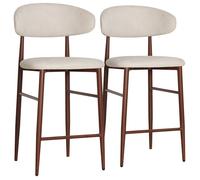 Lot de 2 tabourets de bar beige et métal effet bois foncé SIMON
