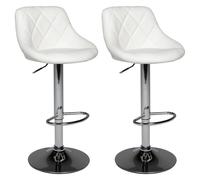 Happy Garden Tabouret de bar Jasper, Blanc, Réglable en hauteur, Rotation 360°, Dossier, Lot de 2
