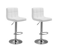 Happy Garden Lot de 2 tabourets de bar Mike — Assise réglable, rotation 360°, repose-pieds — Blanc