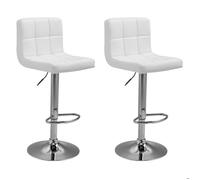 Happy Garden Lot de 2 tabourets de bar Mike — Assise réglable, rotation 360°, repose-pieds — Blanc