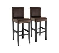 Tabouret de bar - TECTAKE - Lot de 2 tabourets avec pieds en bois massif et repose-pieds hauteur d'assise 76 cm - Marron