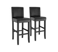 Lot de 2 tabourets de bar bois simili cuir avec dossier noir