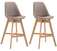 CLP Lot de 2 tabourets de bar Cannes Tissu , Taupe/Nature
