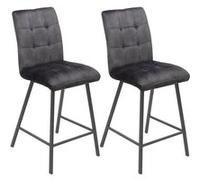 Lot de 2 Tabourets de Bar Capitonnés Gris - JOHN - ALTOBUY Gris G