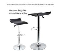Lot de 2 Tabourets de bar carrés réglables en hauteur Noir - DINGXIANG