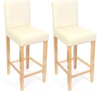 Lot De 2 Tabourets De Bar M37, Simili-Cuir Mat Crème/Pieds Clairs Multicolore