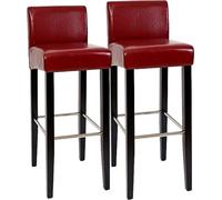 Lot De 2 Tabourets De Bar N25, Bois/Cuir, 37x44x102cm Rouge Multicolore