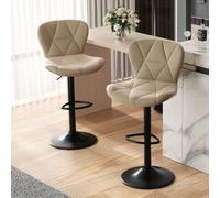 Lot de 2 tabourets de bar, chaise de bar réglable en hauteur, réglable en hauteur, rotatif à 360°, pour salle à manger, bar à domicile, îlot de cuisine, 2 x tabourets [CONCEPTION ERGONOMIQUE] Siège en