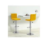 vidaXL Lot de 2 tabourets de bar en velours jaune moutarde – siège de bistrot