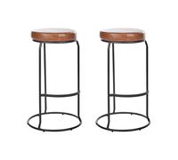 Lot de 2 Tabourets de Bar Chaise d'Ilot de Cuisine en Cuir PU Marron Milroy