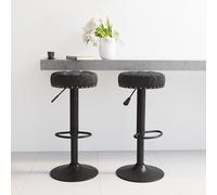 Lot de 2 Tabourets de Bar Chaises Bistrot Pub Cuisine Gris Foncé Velours vidaXL