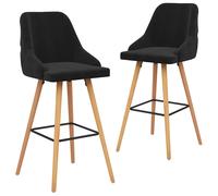 Lot de 2 Tabourets de Bar Chaises Bistrot Pub Intérieur Noir Velours vidaXL