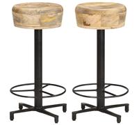 Lot de 2 Tabourets de Bar Chaises Pub Bistrot Bois de Manguier Massif vidaXL