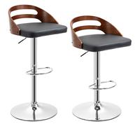Lot De 2 Tabourets De Bar Contemporain Synthétique Noir Dossier Ajouré Noir