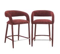 Lot de 2 tabourets de bar contemporain tissu bordeaux - Alessia