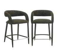Lot de 2 tabourets de bar contemporain tissu kaki - Alessia