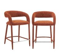 Lot de 2 tabourets de bar contemporain tissu terracotta - Alessia