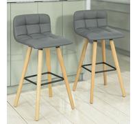 Lot De 2 Tabourets De Bar Cuisine Dossier Repose-Pieds Haute Qualité - Sobuy Fst50-Hgx2 Gris